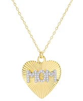 Lab Grown White Sapphire Mom Heart 18" Pendant Necklace (3/8 ct. t.w.) in 14k Gold-Plated Sterling Silver