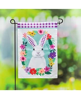 Evergreen Gingham Bunny Garden Applique Flag 12.5 x 18 Inches Indoor Outdoor Decor