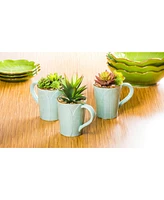 Evergreen Ceramic Leaf Cup, 12 Oz, Blue