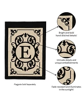 Evergreen Flag Cambridge Chic Letter E Monogram Applique Garden Flag - 12.5" Wide x 18" High