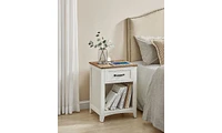 Slickblue Farmhouse Nightstands with Charging Station, Drawer, Open Compartment, Side Tables Storage