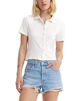 Levi's Women's Suki Cotton Stripe-Print Button-Front Polo Shirt
