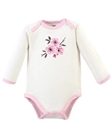 Touched by Nature Baby Girls Organic Cotton Long-Sleeve Bodysuits 5pk, Cherry Blossom