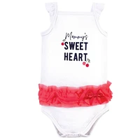 Little Treasure Baby Girls Cotton Bodysuits 3pk, Cherries, 6-9 Months