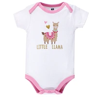 Hudson Baby Baby Girls Hudson Cotton Bodysuits 5pk Llama, 3-6 Months