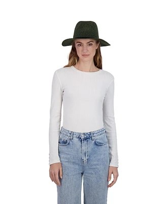 Tahari New York Tahari Women's Lightweight Packable Panama Hat with Faux Suede Band