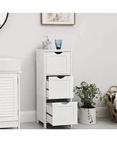 Slickblue Bathroom Cabinet Floor Cabinet, Free-standing Storage Cabinet With 3 Drawers, Matte White