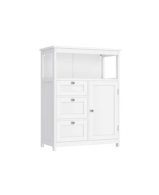 Slickblue Bathroom Floor Storage Cabinet with 3 Drawers and Adjustable Shelf, Bathroom Cabinet Freestanding