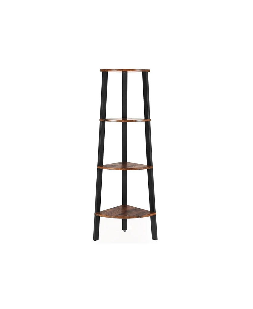 Slickblue Industrial Rustic Brown 4-tier Corner Storage Shelf