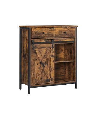 Slickblue Industrial Sideboard, Floor Cabinet With 1 Drawer And Sliding Barn Door