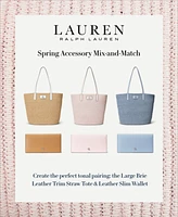 Lauren Ralph Lauren Brie Leather-Trim Straw Medium Tote Bag