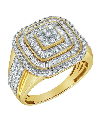 LuvMyJewelry Street King Natural Certified Diamond 1.91 cttw Tapered Baguette Cut 14k Yellow Gold Statement Ring for Men