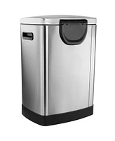 Elama 40 Liter 2 Compartment Large 10.6 Gallon Split Stainless Steel Step Trash Bin with Slow Close Mechanism