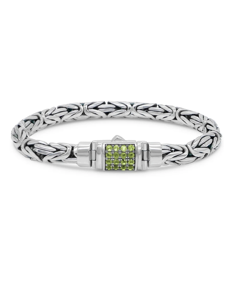 Devata Peridot & Borobudur Oval 7mm Chain Bracelet Sterling Silver