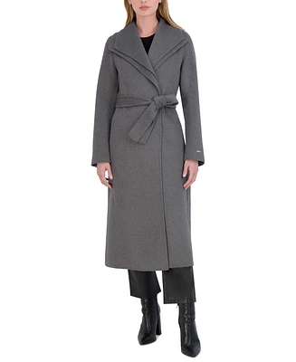 Tahari Women's Belted Wing-Collar Wrap Coat