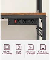 Slickblue Hutch Bakers Rack With Power Outlet