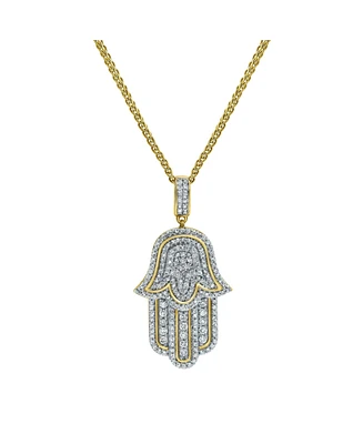 LuvMyJewelry Divine Hamsa Natural Round Cut Diamond Pendant (0.98 cttw) in 14k Yellow Gold for Women & Men