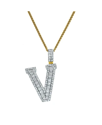 LuvMyJewelry Letter V Natural Round Cut Diamond Pendant (2.08 cttw) in 14k Yellow Gold for Women & Men