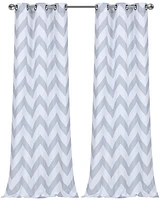 Kate Aurora Living 2 Piece Silver & White Metallic Chevron Grommet Curtain Panels - 84 in. Long