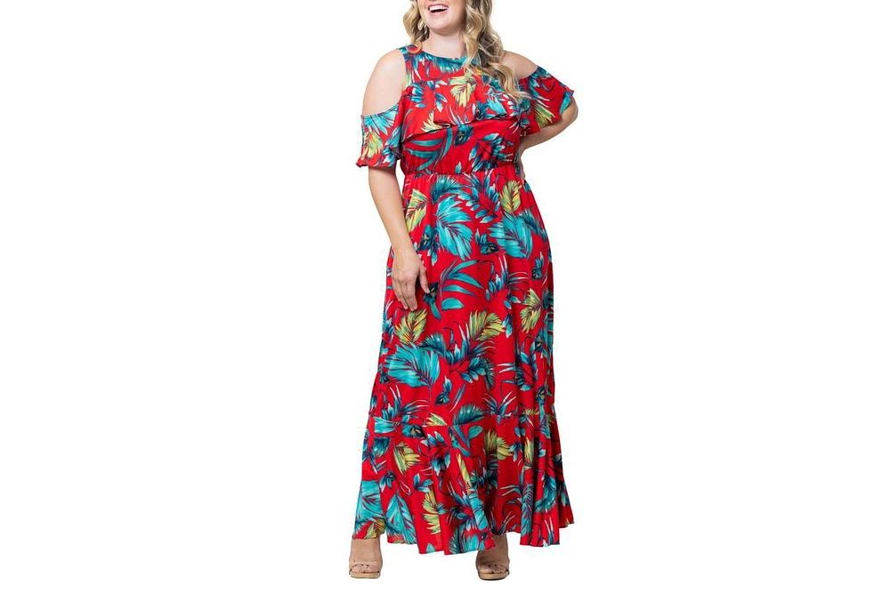 Kiyonna Plus Piper Cold Shoulder Maxi Dress