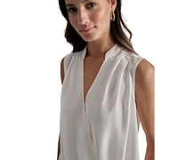 Dkny Women's Collared Surplice Sleeveless Top