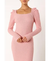 Petal and Pup Women's Camryn Puff Sleeve Knit Sweater Midi Dress