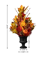 Glitzhome 24"H Fall Maple Leaf Urn Table Tree
