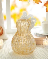 Glitzhome 8.5"H Fall Amber Dots Glass Gourd