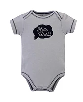 Touched by Nature Baby Boys Organic Cotton Bodysuits 5pk, Mr. Moon, 3-6 Months