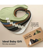 KeaBabies 8pk Organic Quin Baby Bibs for Drooling and Teething, Cotton Drool Bibs, Newborn Boys, Girls