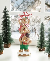 Glitzhome 12.5"H Christmas Resin Stacked Gingerbread Table Decor