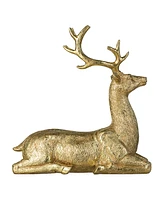 Glitzhome 11''H Resin Christmas Lying Reindeer Table Decor