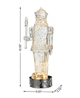 Glitzhome 12.5"H Lighted Acrylic Crystal Nutcracker Figurine Waterglobe