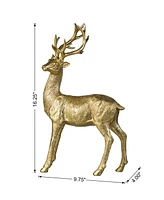 Glitzhome 16.25''H Resin Christmas Standing Reindeer Table Decor