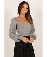 Petal and Pup Women's Gia Sweetheart Neck Bell Sleeve Knit Sweater