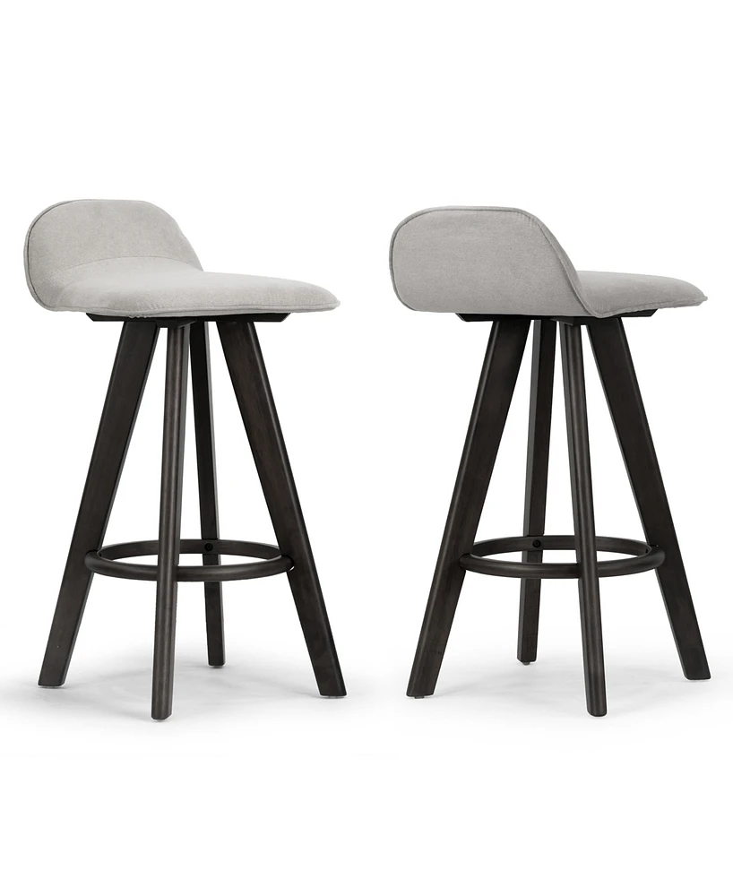 Glamour Home 25.98" Asta Rubberwood, Fabric Counter Height Stool, Set of 2