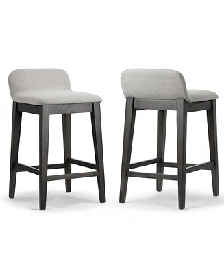 Glamour Home 25" Atia Rubberwood, Fabric Counter Height Stool, Set of 2