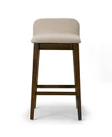 Glamour Home 28.9" Atia Rubberwood, Fabric Counter Height Stool, Set of 2