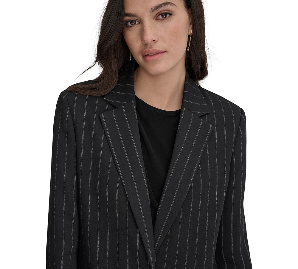 Dkny Women's Striped One Button Blazer