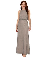 Adrianna Papell Women's Beaded Blouson Halter Gown