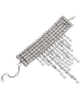 Givenchy Silver-Tone Crystal & Imitation Pearl Fringe Flex Bracelet