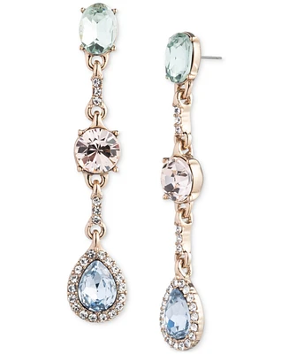 Givenchy Gold-Tone Mixed Crystal Linear Drop Earrings