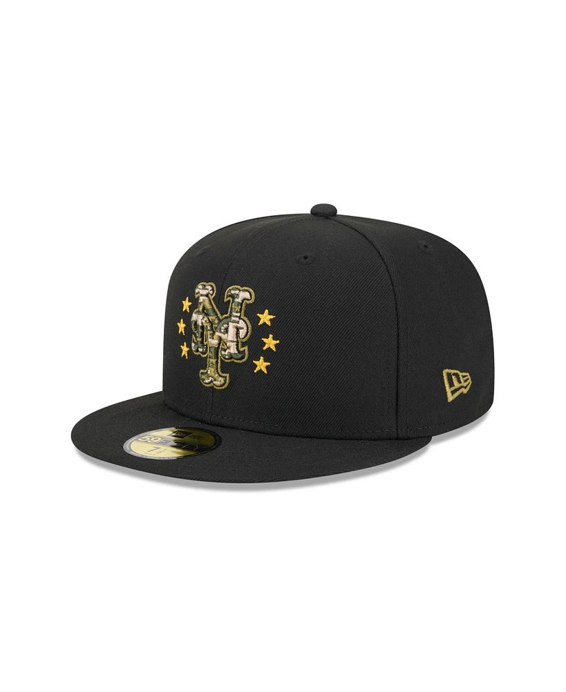 New Era Men's Black York Mets 2024 Armed Forces Day On-Field 59FIFTY Fitted Hat