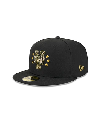New Era Men's Black York Mets 2024 Armed Forces Day On-Field 59FIFTY Fitted Hat