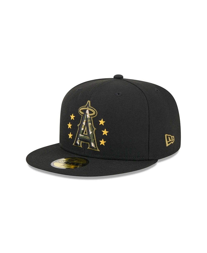New Era Men's Black Los Angeles Angels 2024 Armed Forces Day On-Field 59FIFTY Fitted Hat