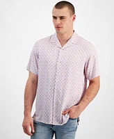 Club Room Men's Regular-Fit Medallion Foulard Button-Down Camp Shirt, Created for Macy's