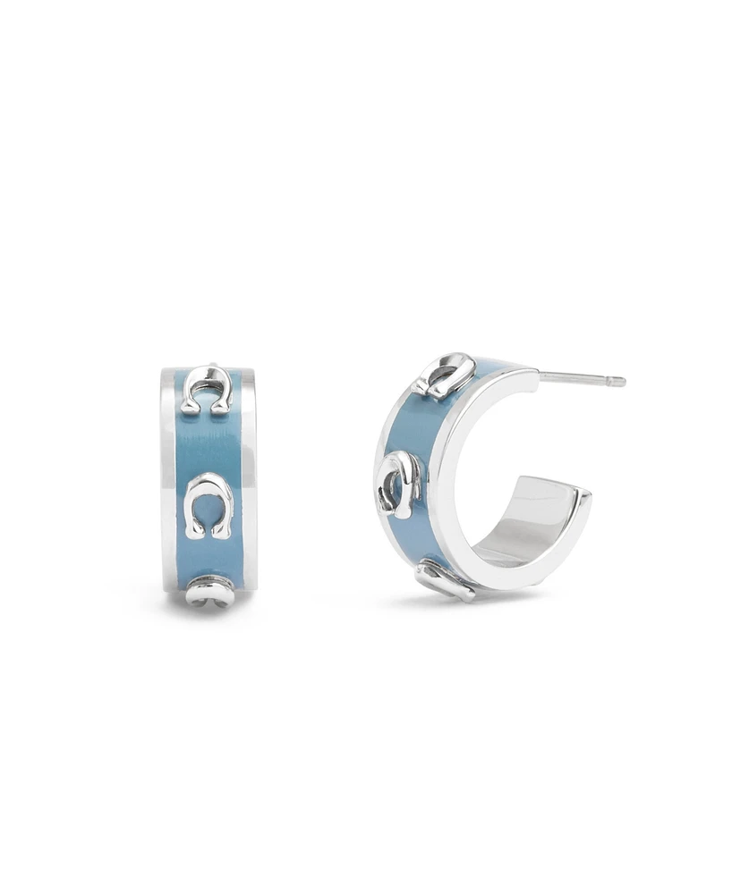 Coach Pink Enamel Signature C Huggie Earrings