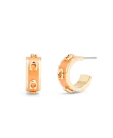 Coach Enamel Signature C Enamel Huggie Earrings