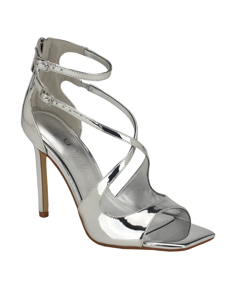 Guess Women's Sella Open Toe Cross Strap Single Sole Heels