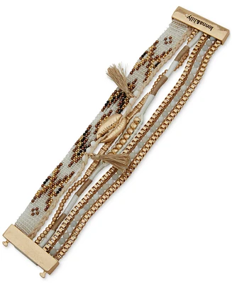 lonna & lilly Gold-Tone White Shell Wrap Bracelet